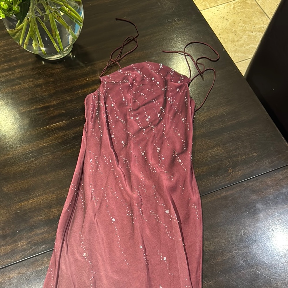 Tahari burgundy ombré  Slip Dress Spaghetti Strap Sleeveless Cocktail
